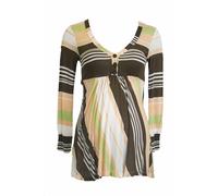 Olian Maternità Donna Pesca Righe Scollo A V Vita Stile Impero Tunica XS Nwt