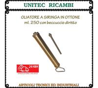 Oliatore a siringa in ottone ml.250 con beccuccio diritto, prodotto alta qualità