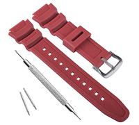 OliBoPo Cinturino di ricambio in resina naturale impermeabile per Casio AQ- S800W SGW-300H MRW-200H AE-1200 W-800H W-735H (rosso)