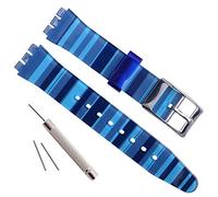 OliBoPo Cinturino in pelle di mucca con fibbia in acciaio inossidabile per Swatch, 19mm, Nessuna pietra preziosa