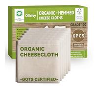 Olicity Garza Alimentare Biologica, Certificata GOTS, Confezione da 6, 50 x 50cm, Panno Biologico Filtrare Riutilizzabile, Cotone Organico per Gelatina, Tofu, Cucina