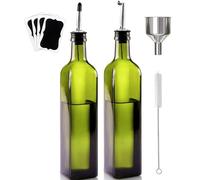 Oliera Salvagoccia, 2 Pezzi 500ML Dosatore Olio con Imbuto e Dosatore Oliera da Tavola per Cucina e BBQ (Verde)