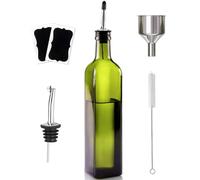 Oliera Salvagoccia, 500ML Dosatore Olio con Imbuto e Dosatore Oliera da Tavola per Cucina e BBQ (Verde)