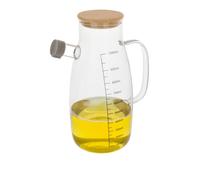 Oliera tonda 1 L in vetro borosilicato e tappo in bambù