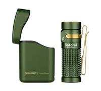 OLIGHT Baton 4 kit Torcia EDC con Scatola di Ricarica di Piccole Dimensioni ad Alta Luminosità 1300lm Pulsanti Laterali in Metallo Adatta a Casa o in Viaggio All'aperto(Verde)