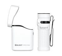 OLIGHT Baton 4 kit Torcia EDC con Scatola di Ricarica di Piccole Dimensioni ad Alta Luminosità 1300lm Pulsanti Laterali in Metallo Adatta a Casa o in Viaggio All'aperto (Bianco)
