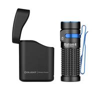OLIGHT Baton4 kit Torcia EDC 1300 Lumen Alta Luminosità con Cassa di Ricarica, Dimensione Compatta con Luci Indicatrici e Pulsanti Intuitivi, Adatta per Uso Domestico o Viaggi all'Aperto (Nero)