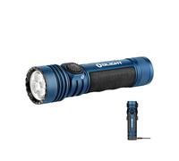 OLIGHT Seeker 4 Pro Torcia LED Ricaricabile ad Alta Potenza da 4600 Lumen con Fondina Automatica, Due Opzioni di Ricarica per Escursioni, Campeggi Esterno e Usi di Emergenza (CW, Blu scuro)