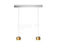 Oligo Balino Lampada a sospensione 2 fuochi LED - regolabile in altezza in modo invisibile, rosone alluminio spazzolato/testa cromo opaco/dorato lucido