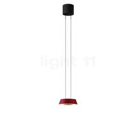 Oligo Glance Lampada a sospensione LED - regolabile in altezza in modo invisibile, rosone nero opaco/testa rosso opaco