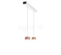 Oligo Grace Lampada a sospensione LED 2 fuochi - regolabile in altezza in modo invisibile, rosone nero opaco/copertura bianco opaco/testa rame satinato