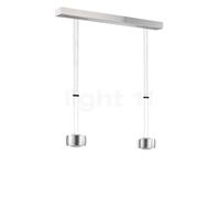 Oligo Grace Lampada a sospensione LED 2 fuochi - regolabile in altezza, rosone alluminio spazzolato/testa alluminio spazzolato