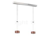 Oligo Grace Lampada a sospensione LED 2 fuochi - regolabile in altezza, rosone alluminio spazzolato/testa rame satinato