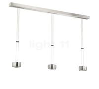 Oligo Grace Lampada a sospensione LED 3 fuochi - regolabile in altezza, rosone alluminio spazzolato/testa alluminio spazzolato