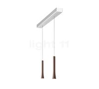 Oligo Rio Lampada a sospensione 2 fuochi LED - regolabile in altezza in modo invisibile, rosone alluminio/testa marrone