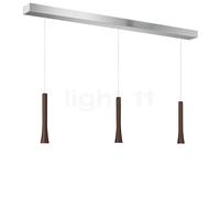 Oligo Rio Lampada a sospensione 3 fuochi LED - regolabile in altezza in modo invisibile, rosone alluminio/testa marrone