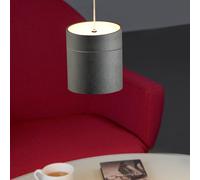 Oligo Tudor Lampada a sospensione LED - regolabile in altezza in modo invisibile, rosone bianco opaco/testa nero opaco/dorato - 14 cm