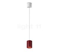 Oligo Tudor Lampada a sospensione LED - regolabile in altezza in modo invisibile, rosone bianco opaco/testa rosso opaco - 14 cm