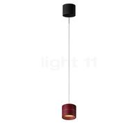 Oligo Tudor Lampada a sospensione LED - regolabile in altezza in modo invisibile, rosone nero opaco/testa rosso opaco - 9,5 cm