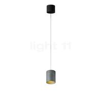 Oligo Tudor Lampada a sospensione LED - regolabile in altezza in modo invisibile, rosone nero opaco/testa grigio opaco - 14 cm