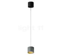 Oligo Tudor Lampada a sospensione LED - regolabile in altezza in modo invisibile, rosone nero opaco/testa grigio opaco - 9,5 cm