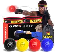 OLIKER Palla da boxe per bambini, 4 livelli, palla da boxe con 2 fasce per la testa, 1 paio di guanti e 1 occhialino, perfetta per la reazione, la velocità dei pugni e l'allenamento di coordinazione