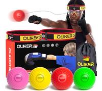 OLIKER Palla da boxe per bambini, 4 livelli, palla da boxe con 2 fasce per la testa, 1 paio di guanti e 1 occhialino, perfetta per la reazione, la velocità dei pugni e l'allenamento di coordinazione