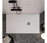 OLIMPO DOCCE - Piatto doccia bianco in marmoresina con griglia inox e Piletta Gratis - STAR PLUS - 80x140