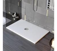 OLIMPO DOCCE - Piatto doccia in marmo resina effetto pietra con foro centrale Bianco Chic - 70x130