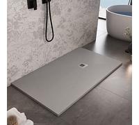 OLIMPO DOCCE - Piatto doccia in marmo resina Grigio Chiaro pietra cemento PLUS - 80x100