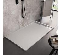OLIMPO DOCCE - Piatto doccia in marmoresina bianco con scarico laterale griglia inox | Piletta Gratis STAR RELAX - 70x140