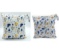 Olinner 2 Pezzi Porta Pannolini E Salviette Da Borsa Con Zip, Riutilizzabile Wetbag Pannolini Modelli Di Dinosauri E Balene, Adatto Per Viaggi, Passeggini, Spiagge E Piscine(28×30 Cm)