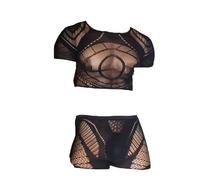 OLIns Uomo Body Chest Harness +Boxer Lingerie Set Costume Clubwear (Black,One Size)