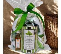 Olio al Basilico - Olio Extravergine di Oliva 250ml Lattina + Bottiglietta 20ml Omaggio con Asciugamano | Idea Regalo Gourmet Made in Italy