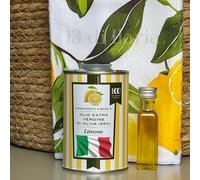 Olio al Limone - Olio Extravergine di Oliva 250ml Lattina + Bottiglietta 20ml Omaggio con Asciugamano | Idea Regalo Gourmet Made in Italy