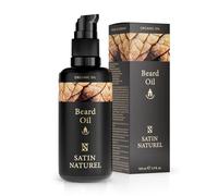 Olio Barba Uomo 100ml con Olio di Mandorle + Olio di Argan e di Jojoba - Idee Regalo Uomo - Cura Barba Bio - Crescita Barba Uomo - Satin Natuel