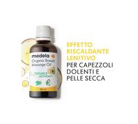 Olio per massaggio al seno biologico Medela per madri che allattano al seno, Allevia la tensione e la pienezza del seno, Formula naturale con ingredienti nutrienti I Rilievo riscaldante