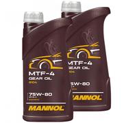 2x 1 Litro Commutazione Olio Ingranaggi Mannol Cambio MTF-4 Api Gl 4 / 5 75W-80