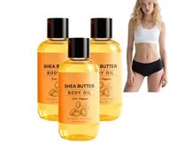 Olio corpo al burro di karité con vitamina E e olio di mandorle - Idratante profondo per pelle secca e sensibile, non grasso, idratante per il corpo secco per una pelle luminosa, 100 ml (3 bottiglie)