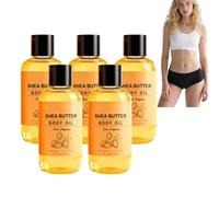 Olio corpo al burro di karité con vitamina E e olio di mandorle - Idratante profondo per pelle secca e sensibile, non grasso, idratante per il corpo secco per una pelle luminosa, 100 ml (5 bottiglie)