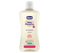 Chicco Olio da bagno Baby Moments – Pelli sensibili, formula naturale – 0+ mesi, 200 ml