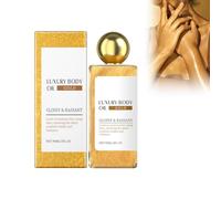 Olio Corpo Lucente Con Glitter | Idratante & Illuminante per Viso, Corpo E Capelli | Luminizer Liquido Con Scaglie Luccicanti | Formula Rapido Asciugatura | 90ml (Oro)