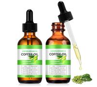 Olio da caffè contro le rughe, 100% puro e naturale, contro le rughe, per viso, corpo e capelli, olio da caffè per viso, anti-gonfiore e pelle soda, olio di caffè, spremuto a freddo e vegano, 2 pezzi