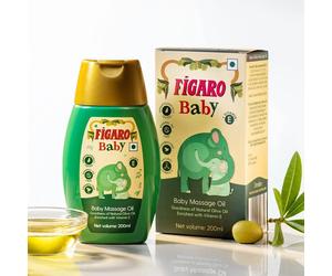 Olio da massaggio Figaro Baby con bontà di olio d'oliva naturale 200 ml