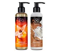 Olio da Massaggio Sensuale Vaniglia - Cocco 2x200ml - Olio di Сocco - Oli di Mandorle e Vinaccioli - Commestibile - Olio per Momenti Emozionanti - Olio per Massaggi Rilassante - Olio per il Corpo