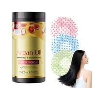 Olio di argan, maschera per capelli con 3 cappe da doccia, riparazione intensiva e lucentezza per capelli danneggiati, con olio di argan biologico per una morbidezza setosa