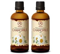 Olio di Chamomilla - 2 x 100ml - Estratto di Fiore di Chamomilla Recutita - Olio Vettore per Oli Essenziali - Olio Vegetale - Cura dei Capelli - Olio Viso e Corpo - Olio da Bagno - Olio per la Pelle