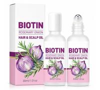 Olio di cipolla di rosmarino per capelli e cuoio capelluto con biotina, 2 pezzi, olio per la crescita dei capelli, per diradamento dei capelli, riduce la rottura della perdita di capelli, rafforza