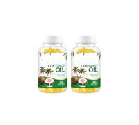 Olio di cocco, miscelato con collagene e vitamine per energia e supporto alla pelle, non OGM, senza glutine, 60 conteggi,2PCS