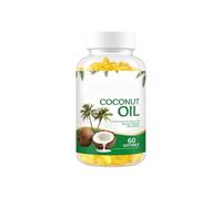 Olio di cocco, miscelato con collagene e vitamine per energia e supporto alla pelle, non OGM, senza glutine, 60 conteggi,1PCS